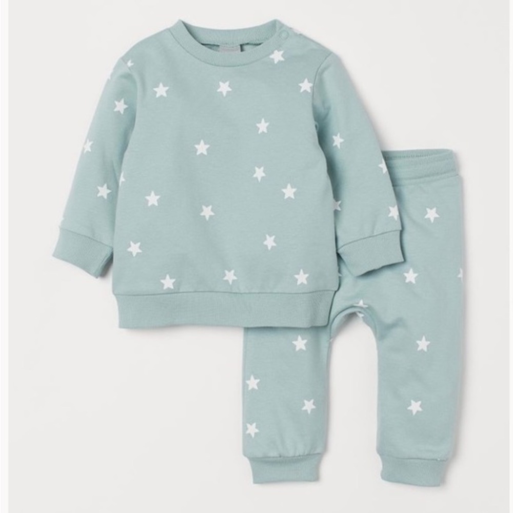 H&M baby  turquoise sweatshirt and joggers